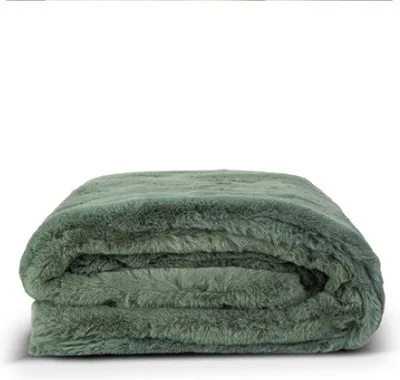 Produktbild von Unyqoos® Kuscheldecke Florence – Faux Rabbit Fur Plaid 130x170 cm, grün, Teddy-Fell mit Micro-Mink Rückseite, waschbar 40°C