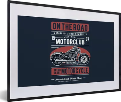 Produktbild von MuchoWow® MuchoWow® Gerahmtes Poster Motorrad - Retro - Briefe - Zitat 60x40 cm - Poster mit zchwarzem Bilderrahmen - Schlafzimmer - Plakat in Rahmen - Drucken