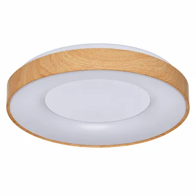 Productafbeelding van 40W ronde LED-plafondlamp – Kleurtemperatuur: 3000K / 4000K / 6000K – Kiesbare lichtkleur – IP20 – Houtlook – Ø 50 cm