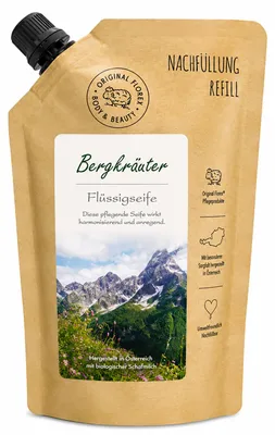 Produktbild von Florex Flüssigseife Bergkräuter Nachfüllbeutel 500 ml
