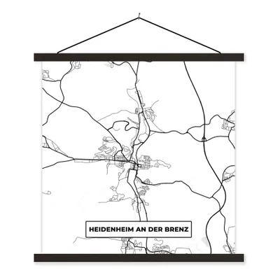 Produktbild von MuchoWow® Textilposter Heidenheim an der Brenz - Karte - Stadtplan 40x40 cm mit schwarzem Rahmen - Fotos