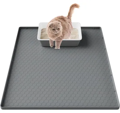 Immagine prodotto di Tappetino per lettiera per gatti - Grande - 80 x 56 cm - Grigio