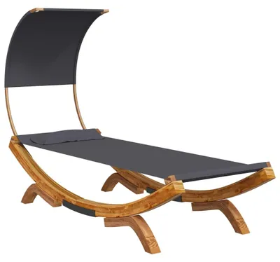 Produktbild von vidaXL Sonnenliege mit Dach 100x200x126 cm Bugholz Massiv Anthrazit