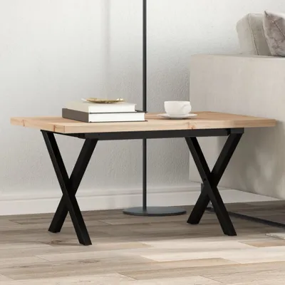 Imagen del producto de Mesa de centro Maison Exclusive, con estructura en forma de X, de 80x50x40,5 cm, fabricada en madera de pino y acero