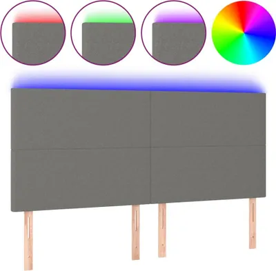 Produktbild von vidaXL LED Kopfteil Dunkelgrau 160x5x118/128 cm Stoff