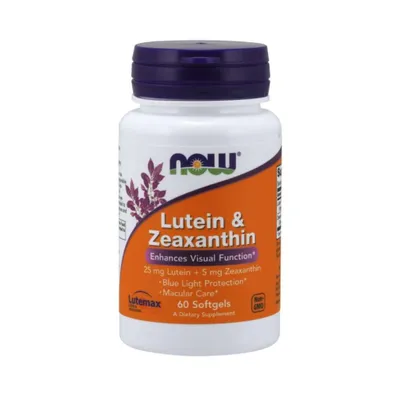 Productafbeelding van Voedingssupplementen: NOW Foods Luteïne 25 mg en Zeaxanthine 5 mg (60 capsules) - Artikelnummer: 4215