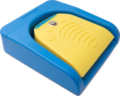 Produktbild von Bluetooth Fußpedal kabellos mit extra Taste USB Typ C für PC Hotkeys Blau Gelb