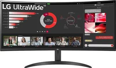 Produktbild von LG 34WR50QC-B.AEU Monitor, 34 Zoll UWQHD (100Hz, 5ms), Gebogen, VA, HDR10, FreeSync, PBP, 2x HDMI, 1x DP, Kopfhörerausgang, Lesemodus, Flicker Safe, Ergonomisches Design, Dual Controller Software