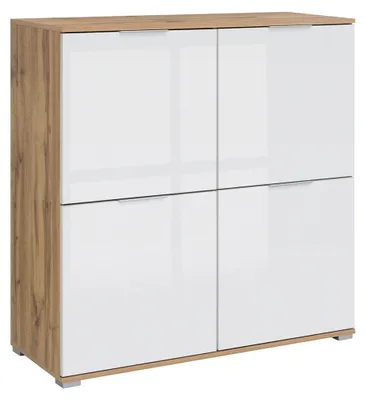 Produktbild von Buffet Selma mit 4 Türen, Weiß und Holzoptik, 104cm