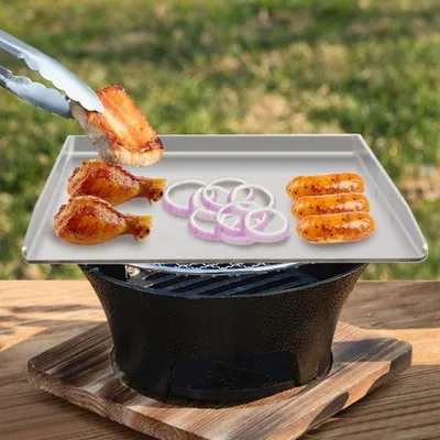 Obrázok produktu pre Grilovacia doska – nerezová oceľ – 49 x 32,5 cm – obdĺžniková – na grilovanie a kempovanie