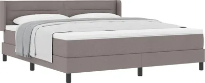 Image de Lit boxspring vidaXL avec tête de lit, couleur taupe, 200 x 180 cm, tissu