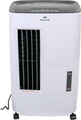 Produktbild von Mobiler Verdunstungsluftkühler von Honeywell, kräftiger Luftstrom, 5 Stufen, sparsam im Verbrauch, Timer, 4 Räder, Wasserkapazität ca. 7 L, Fernbedienung, 32W, 110-240V, weiß