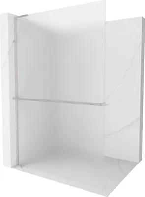 Produktbild von Mexen Kioto+ L Duschwand mit Regal Walk-in 100 x 200 cm, Mattglas, gebürstetes Nickel - 800-100-123-97-30