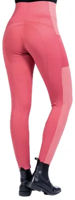 Zdjęcie produktu dla Spodnie jeździeckie damskie HKM, model Mesh Style, z silikonowymi wstawkami, kolor: malina, rozmiar: 44/46