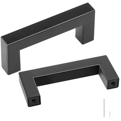 Image de VEVOR Poignée de Meuble de Cuisine 30PCS Poignées de Porte d'Armoire en Acier Inoxydable Espacement des Trous Centraux 76 mm Poignées de Tiroir Modernes Carrées pour Cuisine Salle de Bain, Noir Mat