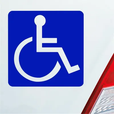 Produktbild von Auto Aufkleber Rollstuhlfahrer Warnhinweis Rollstuhl 10,5x10,5 cm Dunkelblau Sticker Heckscheibenaufkleber