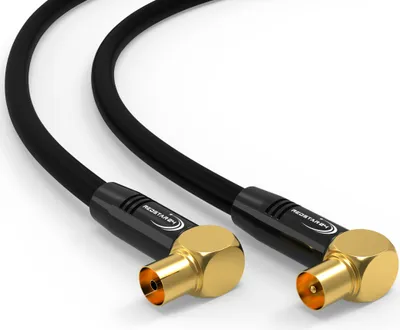 Produktbild von HD Antennenkabel Digital TV Kabel 135db 90° Koax Stecker Buchse VERGOLDET 4K UHD Schwarz 15m