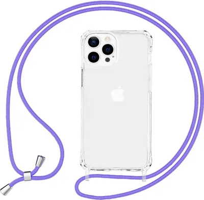 Produktbild von NALIA Klares Hybrid Case mit Kette für iPhone 13 Pro, Transparent Anti-Gelb Robust Verstärkte Ecken Hardcase & Silikon Rahmen, Stoßfeste Schutzhülle & Handy-Schnur Lila