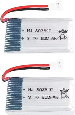 Obrázok produktu pre 2 nabíjateľné batérie LiPo 3,7 V 600 mAh | Kompatibilné s dronmi Syma X5, Cheerson CX-30W, Skytech M68, Wltoys F949 | Dlhá životnosť