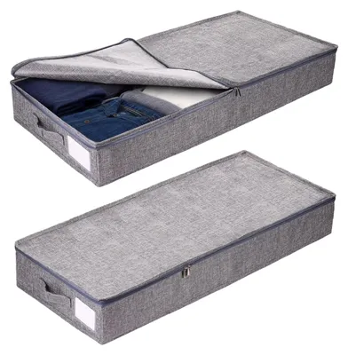 2er-Set Aufbewahrungsboxen unter dem Bett, 85x40x12 cm, Vliesstoff, grau