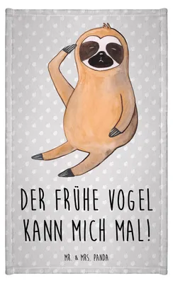 Produktbild von Mr. & Mrs. Panda Handtuch Faultier Vogel - Grau Pastell - Geschenk, Frotteetuch, Mini-Handtuch, Gästetuch, Spinner, Morgenmuffel, Baumwollhandtuch, baumwolle