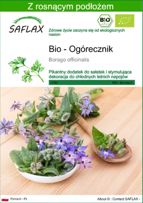 Zdjęcie produktu dla SAFLAX - Bio - Ogórecznik - 40 Nasiona - Z podłożem uprawowym wolnym od zarazków - Borago officinalis