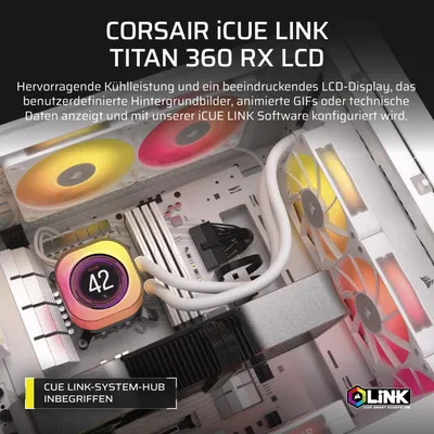 Image de CORSAIR WAK iCUE LINK TITAN 360 RX LCD White AIO 360mm