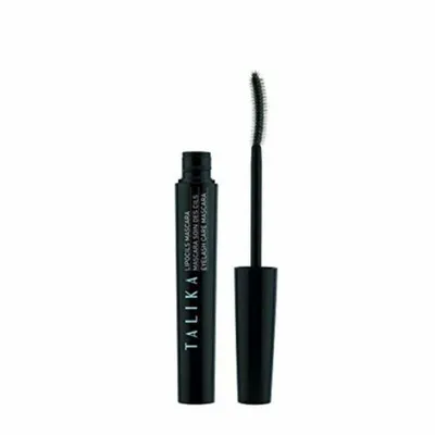 A black mascara tube and wand are shown against a white background.