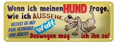 Produktbild von Blechschild Spruch 27x10cm deswegen mag ich ihn mein Hund Dekoration
