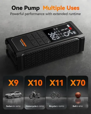 Image de Compresseur de pneus sans fil - Pompe à air portable - Pression de 150 PSI - Batterie de 5800 mAh - Pour voitures, motos, vélos, ballons