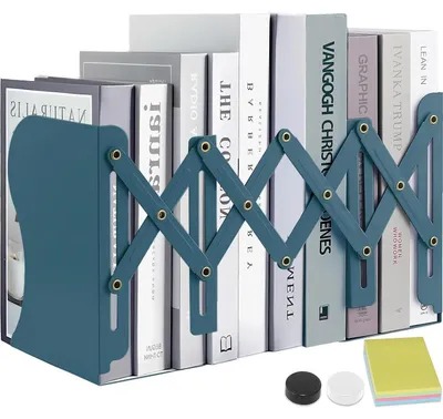 Productafbeelding van Metalen boekensteunen, verstelbaar, blauw, 15-50 cm