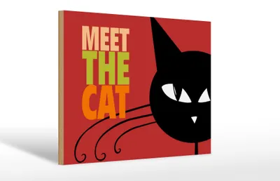 Produktbild von Holzschild Spruch 30x20cm Katze Meet the cat