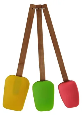 Image de Spatule en silicone bambou 3 pièces Coloré Spatule à pâte Gratteuse de cuisine