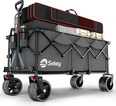 Produktbild von Sekey XXXL Bollerwagen Faltbar 300L 200KG Transportwagen Groß Handwagen, Grau