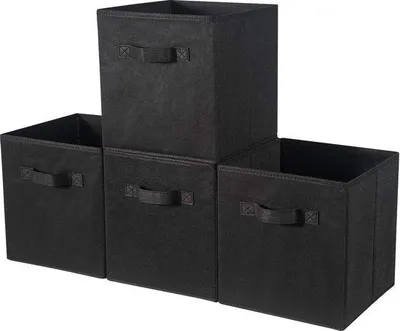 Imagen del producto de Juego de 4 cajas de almacenamiento Unyqoos®, plegables, de 33 x 38 x 33 cm, con asas, fabricadas con 100% tela no tejida de polipropileno y cartón, color