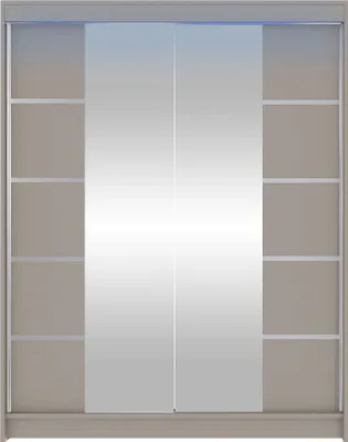 Produktbild von MIRJAN24 Schwebetürenschrank Camino V, Garderobe mit zwei Türen, Frontspiegel, Kleiderschrank (Farbe: Cashmere, mit RGB LED Beleuchtung)