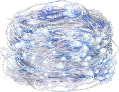 Immagine prodotto di SPRINGOS illuminazione in filo d'argento con 20 LED Fata LED 200 cm bianco-freddo-blu a batteria Decorazione natalizia per interni Luci LED Luci LED illuminazione decorativa