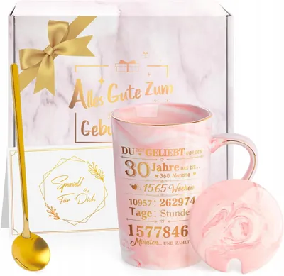 Zdjęcie produktu dla Kubek ceramiczny z łyżeczką 350 ml prezent na 30 urodziny dla kobiet