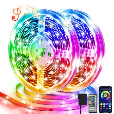 Produktbild von LED Streifen 30m, RGB Strip with Remote&Bluetooth APP Control&Musik Sync, LED Leiste Lichterkette Dimmbar Farbwechsel, Lichtleiste Selbstklebend, Lichtband mit Timer für Zimmer/Küche/Party Deco 2×15m