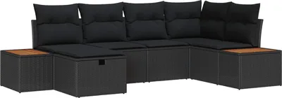 Immagine prodotto di Set divano da giardino vidaXL in polyrattan nero