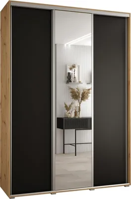 Produktbild von MEBLE KRYSPOL Cannes 3 Schrank mit 3 Schiebetüren - 205,2x170x45 cm - Artisan Schwarz Silber
