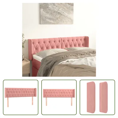 Produktbild von The Living Store Kopfteil mit Ohren Rosa 163x16x78/88 cm Samt