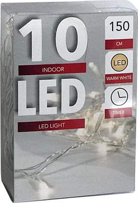 Produktbild von LED - Lichterkette 10 Lämpchen mit Timer warmweiß - Batteriebetrieb