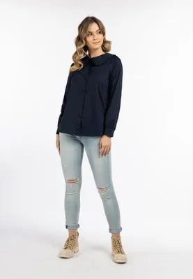 Image de Chemisier pour femme SAPORTA - bleu marine, taille L