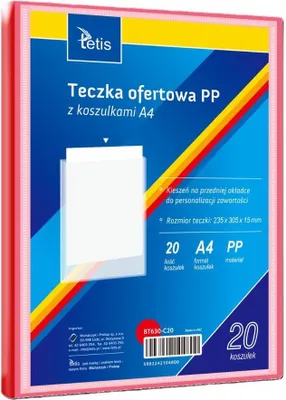 Immagine prodotto di Tetis Cartella per offerte A4 in PP - Rossa, 20 buste