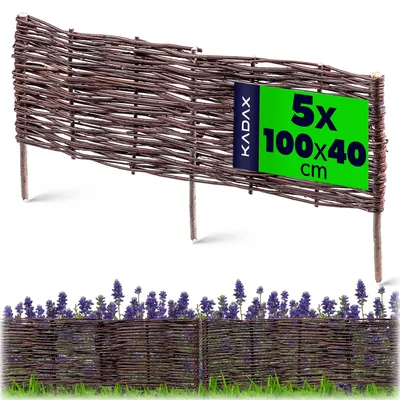 Produktbild von KADAX Palisade aus Weide "Sand", natürlicher Weidenzaun, 40 cm, 5 Stück