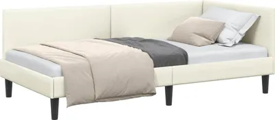 Obrázek produktu pro vidaXL Rohový rám postele s čelem krémový 100 cm x 200 cm sametový