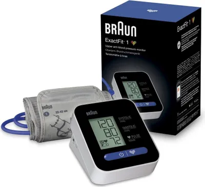 Produktbild von Braun ExactFit 1, Oberarm, Automatisch, LCD, 22 - 42 cm, mmHg, 165 mm
