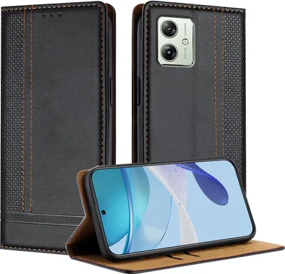 Obrázek produktu pro Pouzdro pro Motorola Moto G54 Power kožené flipové pouzdro s funkcí stojánku černé