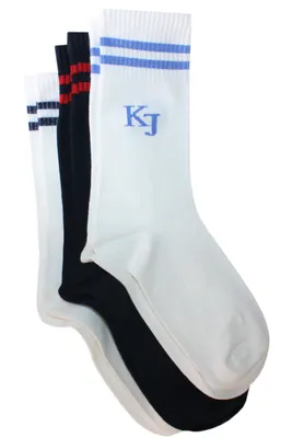 Produktbild von Damen Sport Socken 3-er Pack aus Baumwolle Zwei Ringel Marine-Weiß Größe 35-38